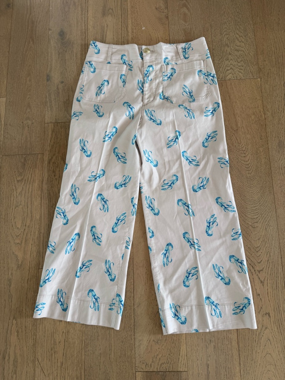 Maeve Anthropologie Colette Blue Lobster Pants Sz 32